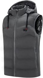Heated Hooded Vest USB Interface Heated Warm Jacket without Battery - GRAY-S