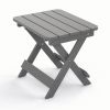 Outdoor Adirondack Foldable Side Table; Patio End Table for Poolside Garden;  Weather Resistant Coffee Table -Plastic High-Density PE - Grey